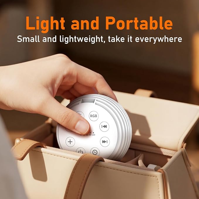 SleeZOO Portable Sound Machine White Noise Machine Sleep Machine with 30 Soothing Sounds 32 Volume Levels 5 Timers 12 Lights Memory Function Rechargeable for Baby Kids Adults and Home Office Travel