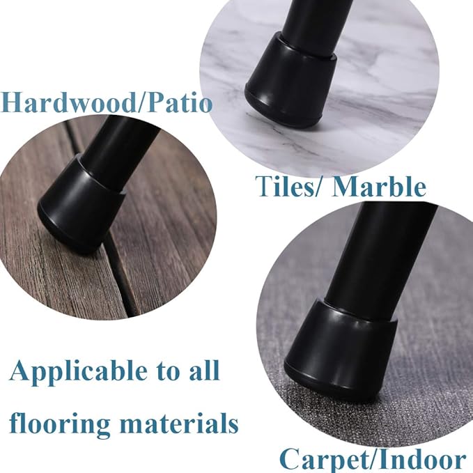 Furnigear Chair Leg Tips Caps Non-Slip Rubber Leg Tips 7/8” Inner Diameter Chair Leg Floor Protectors Round Black, 64 Pack