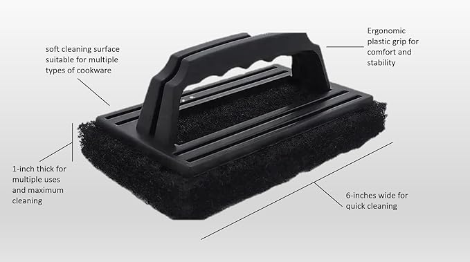 3-Pack Heavy-Duty Black Scrubber Brush for Grills, Griddles & Bakeware - Cold Surface Use Only, Durable Bristles, Ergonomic Handle, Ideal for Home, Restaurant & Commercial Use
