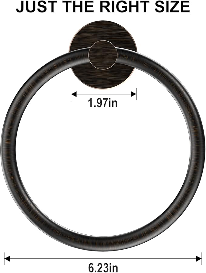 SetSail Towel Holder for Bathroom Wall Screw-in Towel Ring Stainless Steel Hand Towel Holder Heavy Duty Towel Hanger for Bathrooms Oil Rubbed Bronze