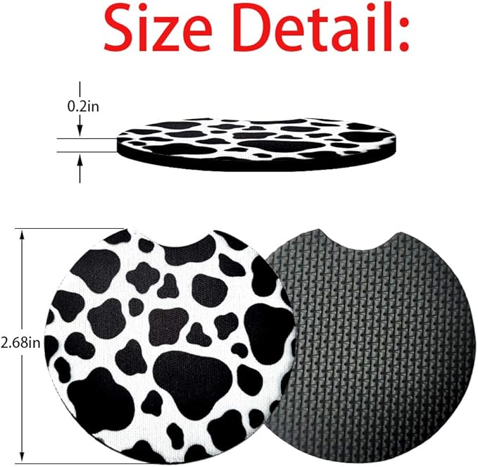 2 Pack Car Coasters for Drinks Absorbent - 2.75 Inch Cute Car Cup Holder Coasters for Women, Removable Cup Holder Coaster for Your Car, Car Interior Accessories for Women & Girls (White Leopard)