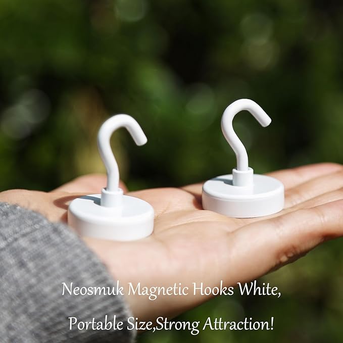 Neosmuk Magnetic Hooks, Cruise Ship Essentials, 26 lb, White