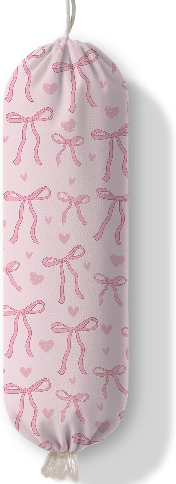 Pink Bow Plastic Bag Holder Dispenser, Plastic Grocery Bag Organizer & Wall Mount Paper Trash Bags Saver Storage for Kitchen Home Pantry Decor, Pink Bow Kitchen Decor Shopping Bags Storage Dispenser