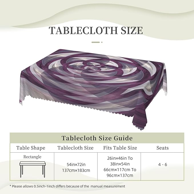 VIMPEYDON Fractal Table Cloth for Dining Tables, Reusable Sphere Blooming Flower Rose-Like Colored Image Different Details Tablecloths Decor Rectangle Table Cover for Kitchen, Holiday, Party, 54x72Inch