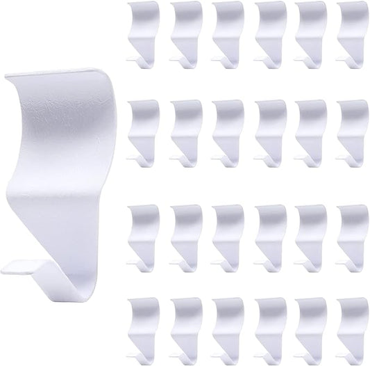 Biaungdo 24 Pcs Vinyl Hooks, Heavy Duty Stainless Steel White Vinyl Hangers, No Hole Needed Low Profile Siding Clips for Hanging Wreath, Outdoor Christmas Decorations