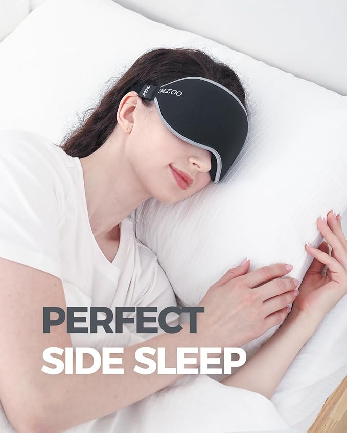 MZOO Luxury Sleep Mask for Back, Side Sleeper, Complete Light Blocking Sleeping Eye Mask Night Blindfold, 3D Zero Pressure & Spacious for Lash Extensions, Breathable Soft Eye Cover Flight Nap Travel