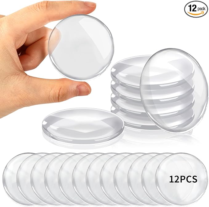 JULBEAR Clear Door Stoppers for Wall, 12PCS Wall Protectors from Door Knobs with Strong Back Adhesive, Quiet, Shock, Absorbent Silicone, Door Knob Wall Protector Door Handle Bumpers (Round 2 inch)