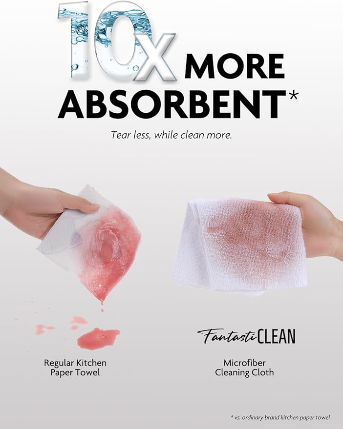 Fantasticlean Microfiber Cleaning Cloth Roll - 150 Pack, Tear Away Microfiber Towels, 12" x 12", Reusable, Washable, Ultra Absorbent Dishcloth for All-Around Cleaning Supplies (White & Dim Grey)