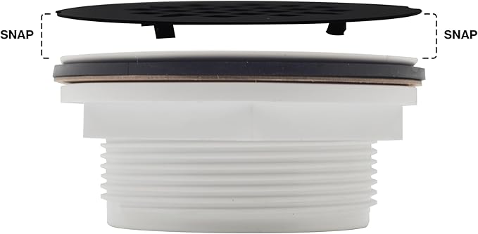 Westbrass A206P-01 2" No-Caulk PVC Compression Shower Drain with 4-1/4" Round Grid Cover, Polished Brass