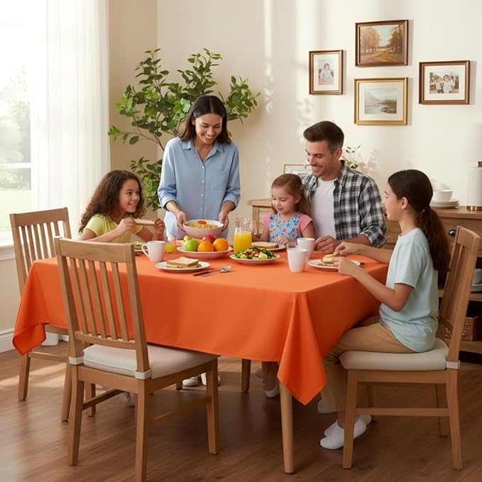 sancua Square Tablecloth - 60 x 60 Inch - Stain and Wrinkle Resistant Washable Polyester Table Cloth, Decorative Fabric Table Cover for Dining Tables, Buffet Parties and Camping, Orange