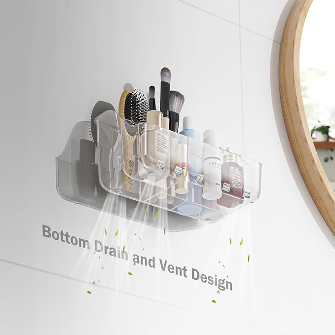 2-Pack Clear Toothbrush Holders for Bathroom Organizers and Storage, Wall-Mounted Tooth Brush Holder and Toothpaste Holder for Bathroom Wall, Countertop - Bathroom Accessories