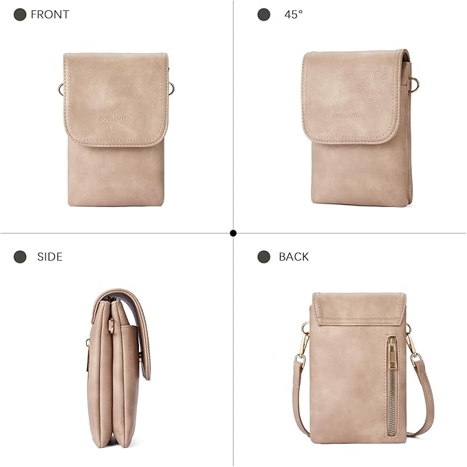 BOSTANTEN Vegan Leather Small Crossbody Bags for Women Designer Cell Phone Bag Wallet Purses Adjustable Strap