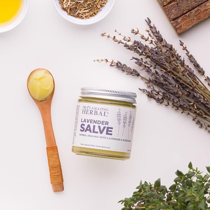 Ora's Amazing Herbal, Lavender Salve Balm, Drawing Salve with Lavender Essential Oil, Natural Skin Moisturizers, Repair Ointment for Irritated Skin, Aromatherapy for Relaxation Massage 4 oz