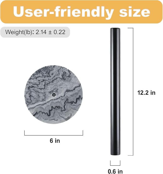Koville African Marble Base Paper Towel Holder Countertop, Metal Rod 6" Marble Base Paper Towel Holder Stand for Kitchen Organization and Storage, Fit for Standard Size Rolls