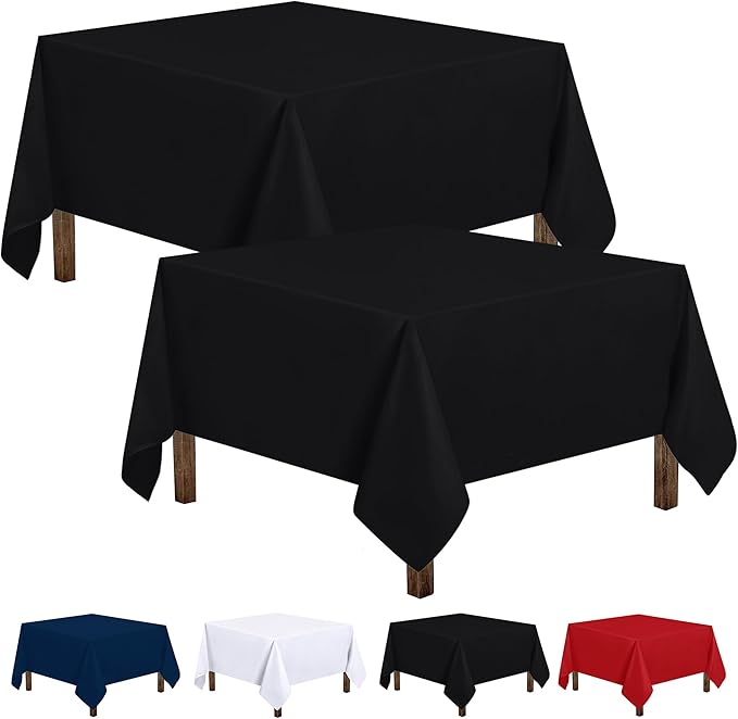 Utopia Kitchen Square Table Cloth 2 Pack(70x70 Inches, Black), Tablecloth Machine Washable, Polyester Table Cover for Dining, Buffet Parties, Picnics, Events, Weddings and Restaurants