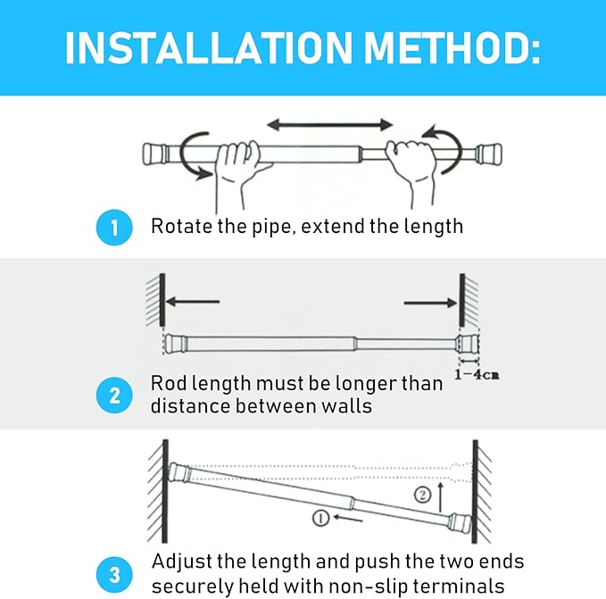 White Tension Rod 16 To 26 Inch Spring Curtain Rod Adjustable Tension Curtain Rods No Drilling Short Tension Rod Extendable Small Spring Tension Curtain Rod for Closet Cupboard Bars Refrigerator