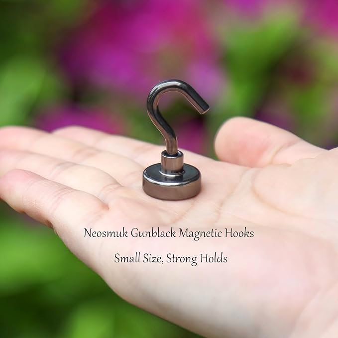 Neosmuk Magnetic Hooks, Cruise Ship Essentials, 30lb+ Heavy Duty Magnetic Hooks for Cruise Cabins, Refrigerator, Grill, Hanging, and Travel | Extra Strong Must-Have Magnet Hook, Gunmetal