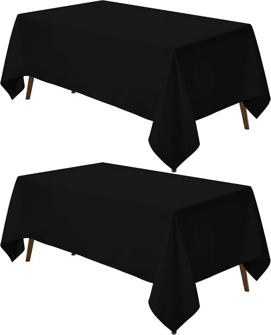 Utopia Kitchen Rectangle Table Cloth 2 Pack(90x156 Inches, Black), Tablecloth Machine Washable, Polyester Table Cover for Dining, Buffet Parties, Picnics, Events, Weddings and Restaurants