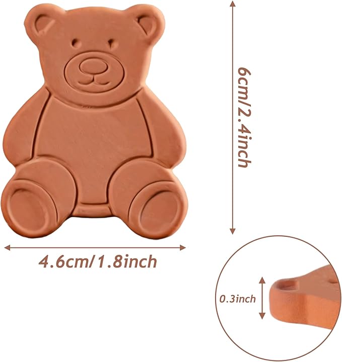 2PCS Terracotta Brown Sugar Keeper Bear Brown Sugar Saver and Softener Disc to Maintain Food Moisture in Storage Container (Bear)