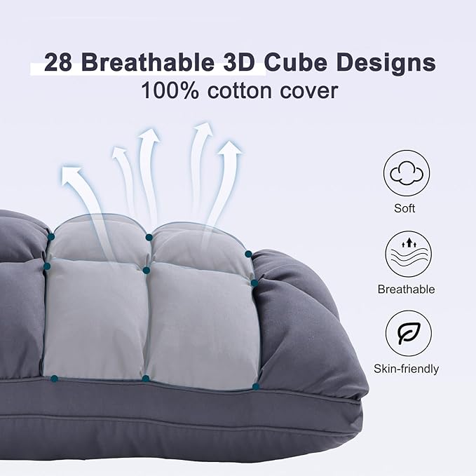 YOUR MOON Soft Pillows King Size for Sleeping, Support Bed Pillows, Fluffy Down Alternative Pillow, Luxury Hotel Gel King Pillows for Side Sleeping (Gray)