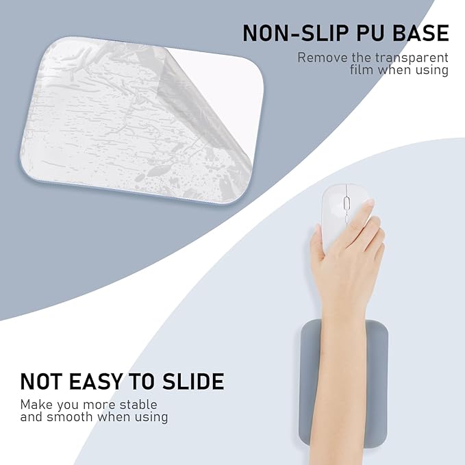 Leolee Elbow Rest Pads for Desk, Upgraded Gel Memory Foam Ergonomic Wrist Rest Pad Arm Rest Pads with Non-Slip Base, Cushion Support Relieve Elbow and Wrist Pain for Computer, Office, 2 Packs, Blue