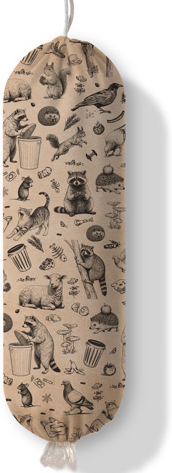 Plastic Bag Holder Dispenser, Plastic Grocery Bag Organizer & Wall Mount Paper Trash Bags Saver Storage for Kitchen Home Pantry Decor, Retro Animal Shopping Bags Storage Dispenser