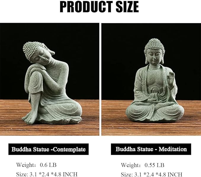 fazhongfa Mini Buddha Statue 4.7 Inch Natural Stone Handmade Buddha Sculptures Creative Zen Garden Aquarium Fish Tank Decorations Home Decor to Friend Family Mom Father as Gift (Meditation)