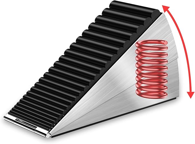 Strongest Door Stoppers for Bottom of Door- Spring Heavy Duty Door Stop Wedge, 3 Inch High Adjustable Metal Rubber Large Doorstop Strong Grip, Suits Carpet, Tile, Home, School, Commercial