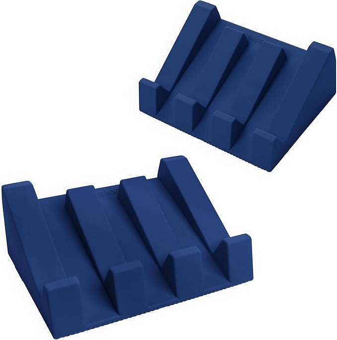 iSoapStone Silicone Soap Dish (USA Patented) Self Draining Bar Soap Holder for Shower Bathroom Sink, Drying Soap Dish Tray Kitchen Sponge Holder Easy Cleaning Soap Saver Mat (Midnight Navy, 2)