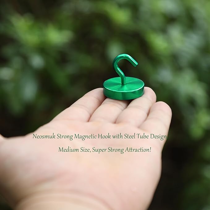Neosmuk Magnetic Hooks, Cruise Ship Essentials, 100lb+ Heavy Duty Magnetic Hooks for Cruise Cabins, Refrigerator, Grill, Hanging, and Travel | Extra Strong Must-Haves Magnet Hook,Green