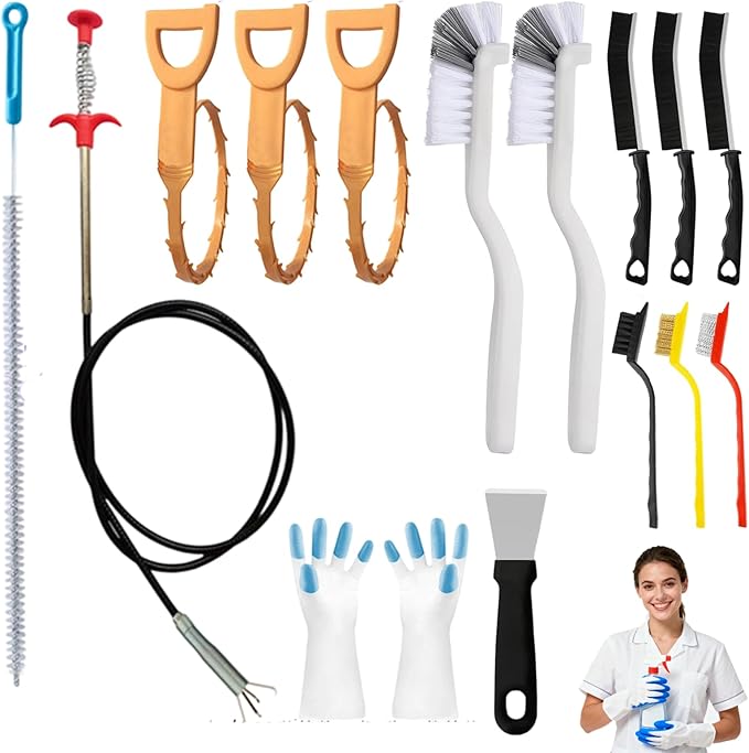 11 Pcs Crevice Brushes for Cleaning Crevice Cleaning Brush Set, 6 Pack Drain Hair Remover Set for Corner Sink Cup Teapot Bottle Blender, Clogged Pipes and Tubes