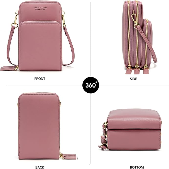 myfriday Small Leather Crossbody Bag for Women with Guitar Strap Mini Crossover Bags & Shoulder Purses with 2 Card Slots