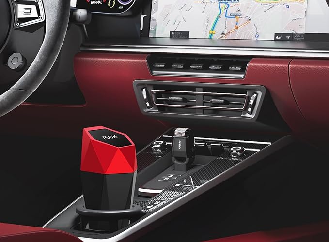 Ginsco Car Trash Can Cup Holder, 2 Pack Mini Car Trash Can with Lid, Car Accessories for Interior, Leakproof Small Trash Cup for Car, Home with Additional 2 ABS Hooks and 90pcs Trash Bags Red