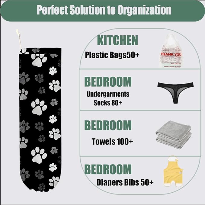 2 Pcs Cat Paws Plastic Bag Holder, Wall Mount Plastic Bag Holders for Grocery Bags, Large Reusable Grocery Bags Storage Dispenser for Home Kitchen Pantry Decor, Cute Cat Paws Gifts for Women Grandma