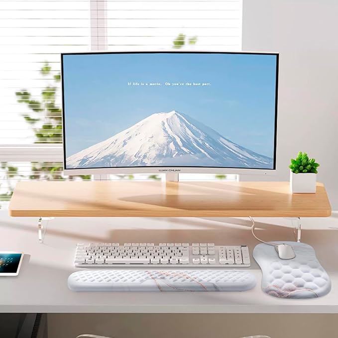 Mouse Pad Wrist Support, Laokiiy 2-in-1 Keyboard Wrist Rest + Ergonomic Mouse Pad, Non-Slip Wrist Rest for Computer Keyboard, Makes Typing Easy & Relieves Wrist Pain (White)