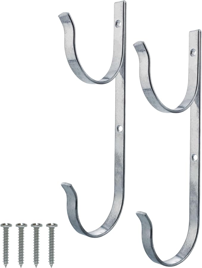 U.S. Pool Supply Pool Pole Hanger - 2 Aluminum Pool Hooks for Poles - Equipment Fence Hook for Nets, Skimmers, Leaf Rakes, Vacuums, Vacuum Hoses, Telescopic - Attach Accessories, Holder Organizer