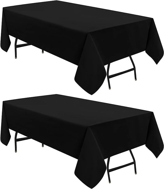 Utopia Kitchen Rectangle Table Cloth 2 Pack [60x84 Inches, Black] Tablecloth Machine Washable Fabric Polyester Table Cover for Dining, Buffet Parties, Picnic, Events, Weddings and Restaurants
