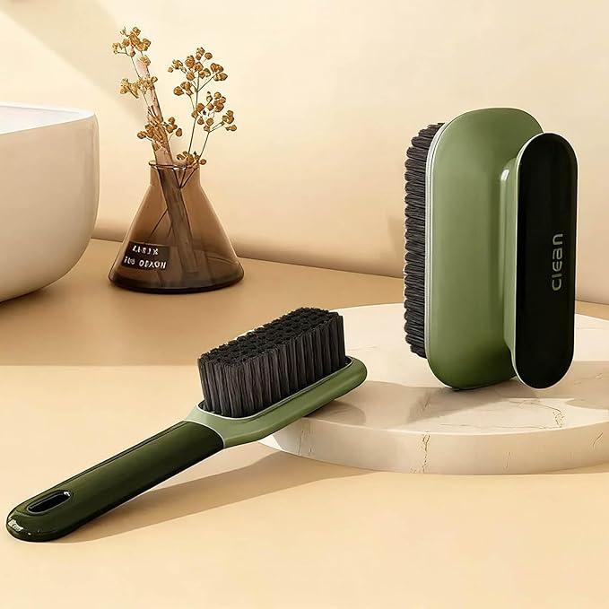 Laundry Stain Brush Household Scrub Brush Laundry Brush for Stain Removal,Soft Bristle Brush 2 Pack Stain Brush for Clothes Scrubbing Bathroom Cleaning Brush,Easy to Hold (Green)