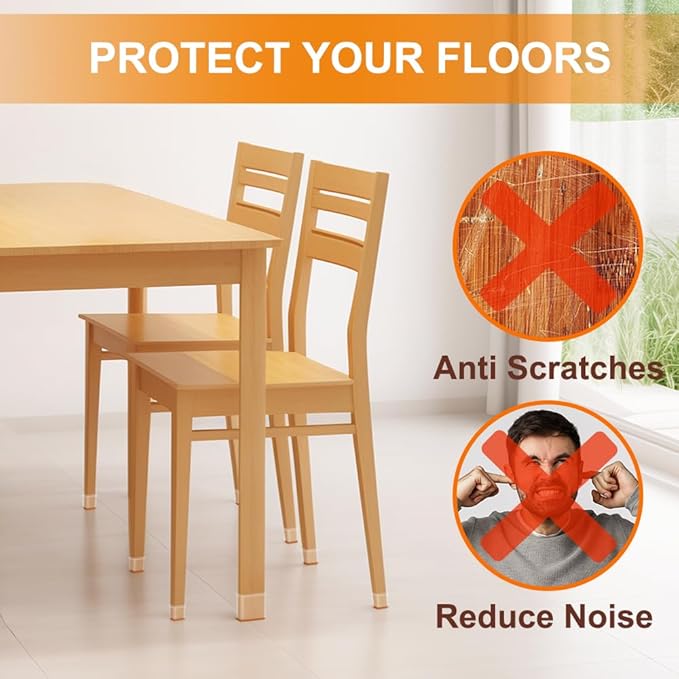 24 Pcs Chair Leg Floor Protectors for Hardwood Floors Rectangle Silicone Covers to Protect Wood Tile Floors Felt Pads Furniture Leg Caps Reduce Noise (Fit L:2" to 2-1/2",W:1" to 1-1/2")