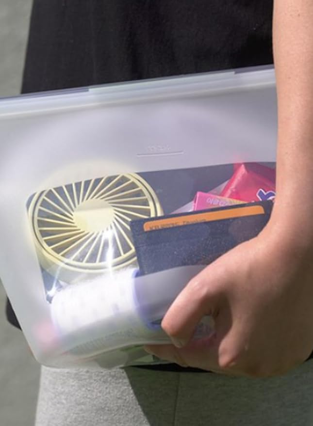 Reusable Silicone Food Storage Bags 4-Pack with 2 Sandwich, 1 Lunch, and 1 Half-Gallon, Multi-Use & Sous Vide Stand-Up Container for Soup and Leftovers, Microwave, Dishwasher, Oven and Freezer Safe