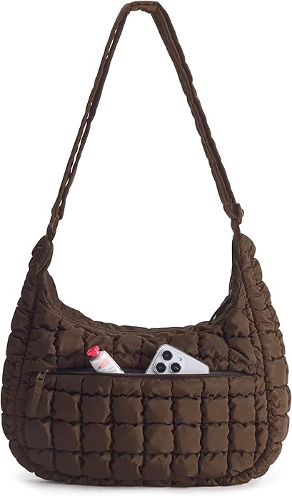 BAGSMART Quilted Crossbody Bag for Women, Lightweight Puffer Purse for Travel, Daily Use & Work | Water-resistant, Puffy Shoulder Bag, w/ Adjustable Strap, Light & Comfortable, Hands-free Bags, Travel Essentials