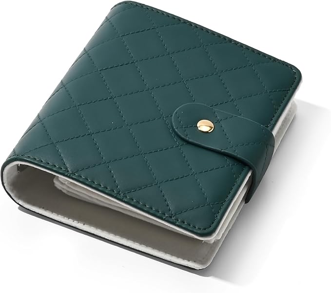 Oirlv Mini Travel Jewelry Organizer Case Portable Jewelry Book with Velvet Pouches for Jewelry Travel Essentials (Blue-Green)