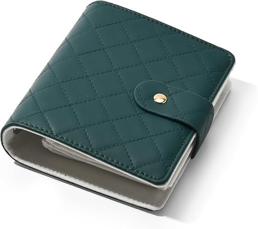 Oirlv Mini Travel Jewelry Organizer Case Portable Jewelry Book with Velvet Pouches for Jewelry Travel Essentials(Blue-Green)