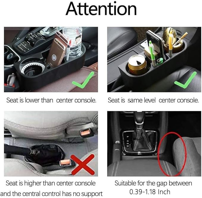 Heart Horse 2Pcs Cup Holder Portable Multifunction Vehicle Seat Cup Cell Phone Drinks Holder Box Car Interior Organizer (Black)