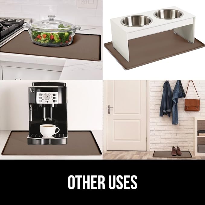 GORILLA GRIP Waterproof Silicone Under Sink Mat with Raised Lip for Kitchen and Bathroom, 34 x 22 in, Cabinet Shelf Liner Stay in Place Mats Dishwasher Safe Drawer Liner, Organizer Tray, Coffee