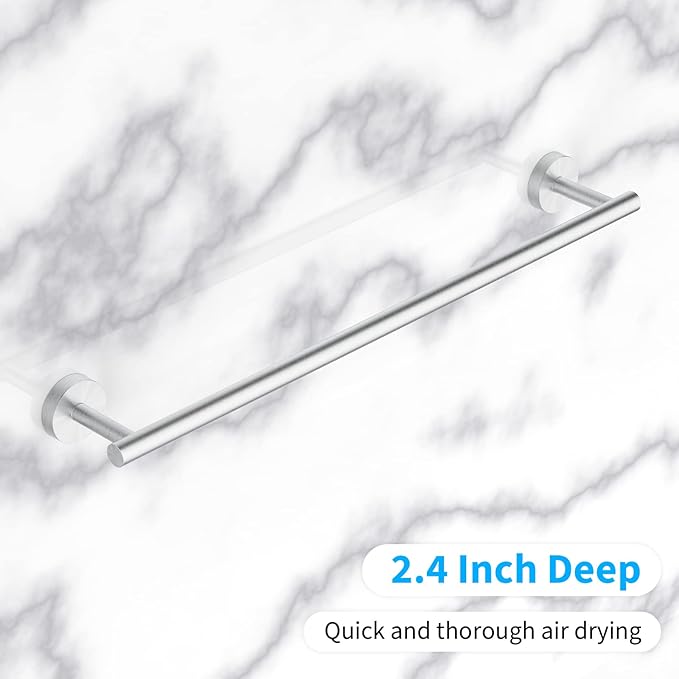Cilee 2 Pieces Brushed Nickel Bathroom Towel Bar, 24 Inch Double Towel Racks,Bathroom Towel Holder Towel Hanger for Bathroom Stainless Steel Wall Mount