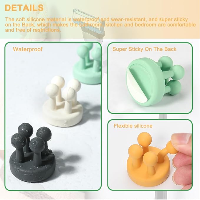 Toothbrush Holders Silicone Toothbrush Holders for Bathrooms Razor Holder for Shower Tooth Brushing Holder Wall Mount Bathroom Toothbrush Holder Wall Mounted Shower Razor Holder for Wall 4 Pcs Grey