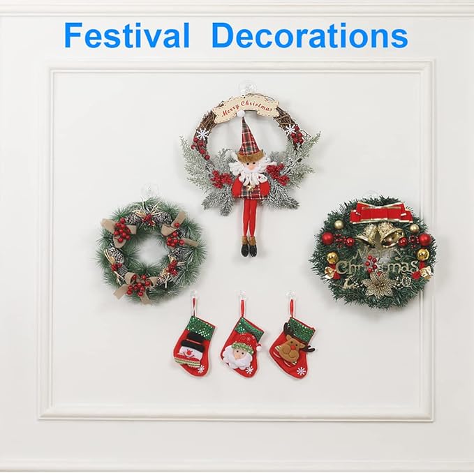 22 Pieces Large Suction Cups with Hooks 2 inch Clear Plastic Sucker Hooks for Glass Window Wall Festivals Parties Theme Carnival Decoration Door Bathroom Kitchen