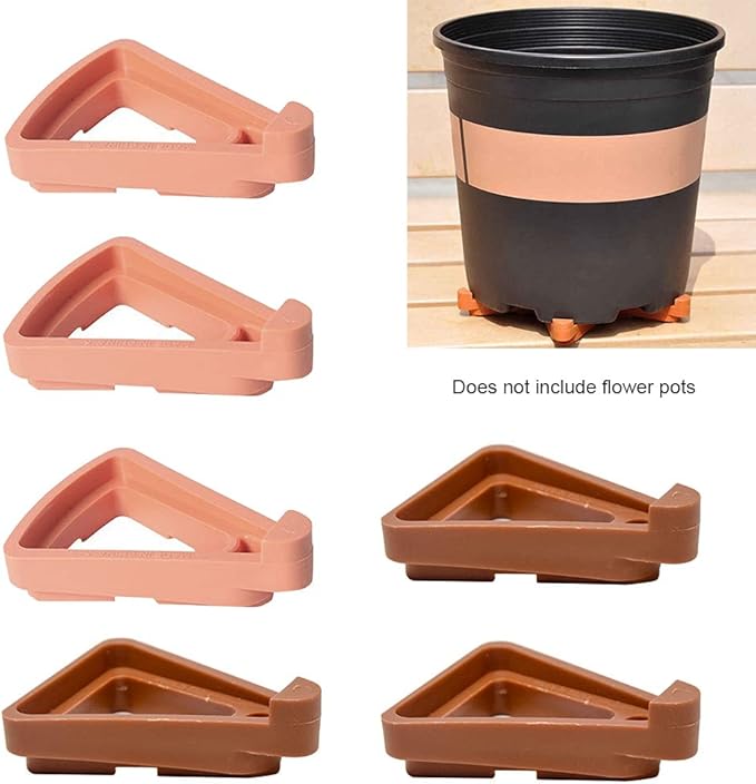 24pcs Plant Pot Feet, Invisible Flower Pot Risers, Pot Lifters Support, Triangle Feet Lifter, Terra Cotta Pot Toes for Indoor Outdoor Planters & Gardening Plant Container (Brick-red)