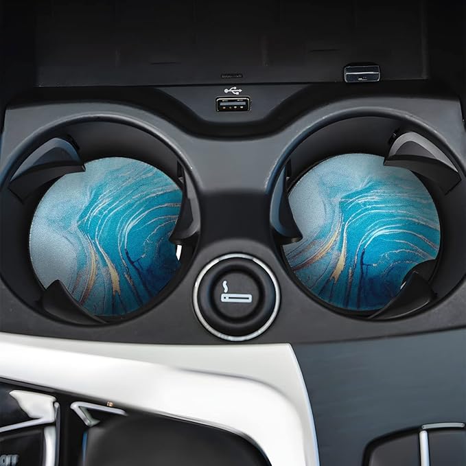 Moly Magnolia 2 Pack Car Coasters for Drinks Absorbent - 2.75 Inch Cute Car Cup Holder Coasters for Women, Removable Cup Holder Coaster for Women Girls, Car Interior Accessories (Style E)